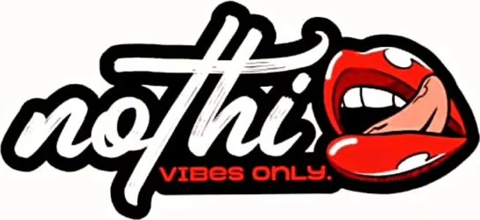 Nothi Vibes Only graphic in black and red